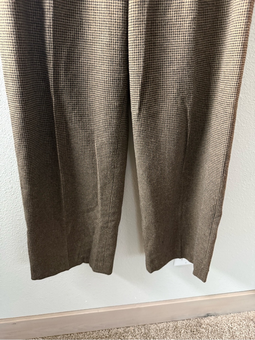 Vince Houndstooth Pleat Front Pants Black Camel Wool Blend Business Casual Sz 4 - Picture 5 of 13